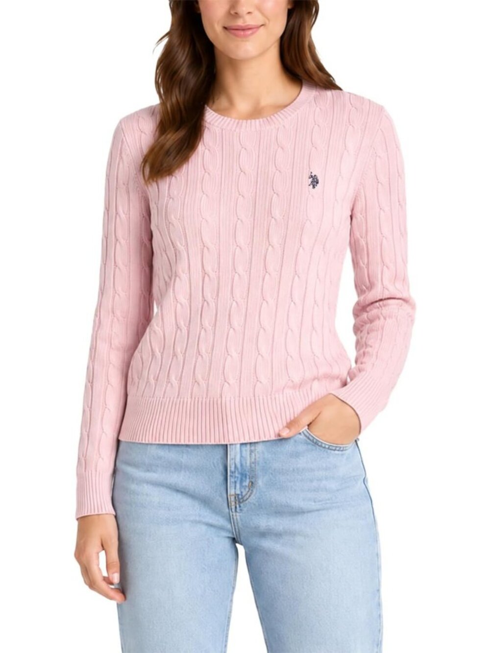 Cozy Women's Crew Neck Sweaters - Raglan, Cable Knit & Striped Styles